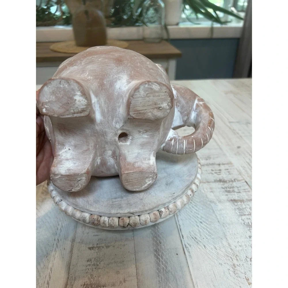 Terracotta white washed elephant‎ planter.